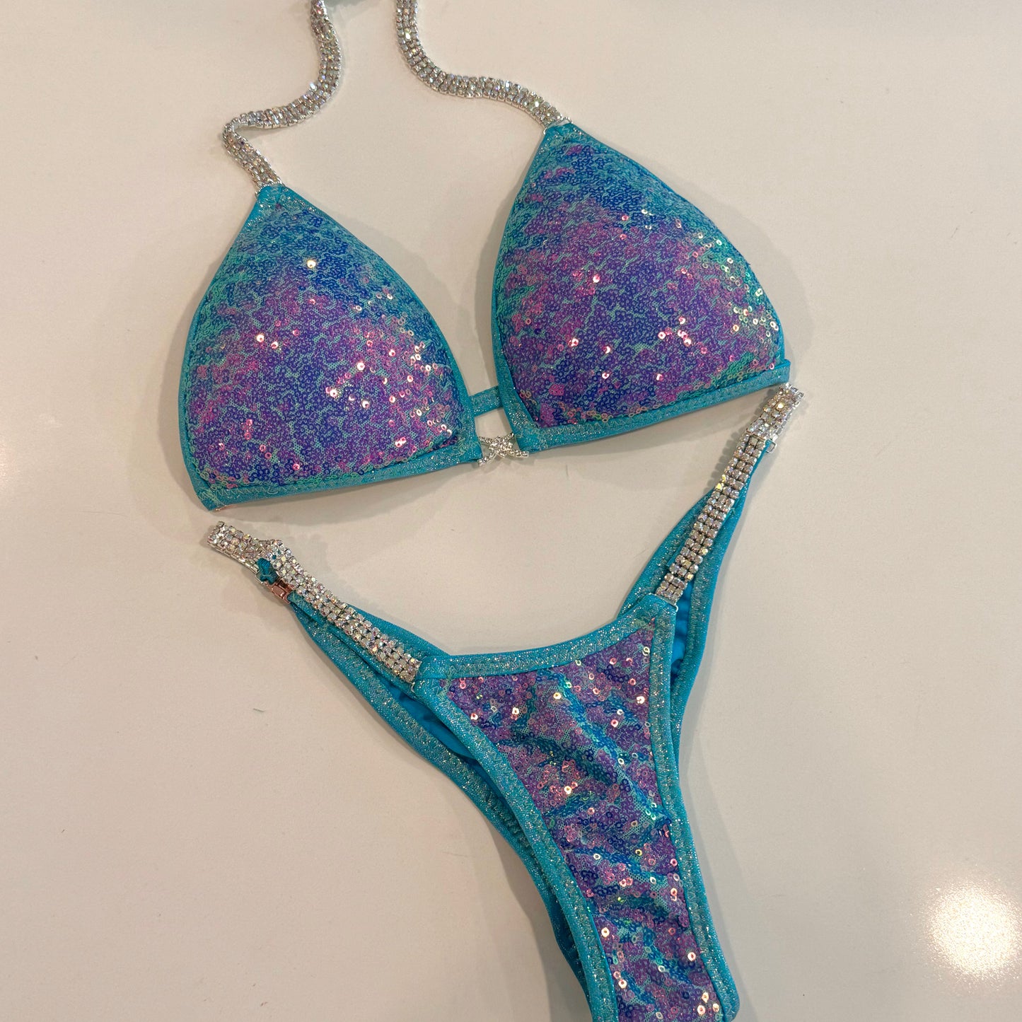 Aqua Sequin Suit