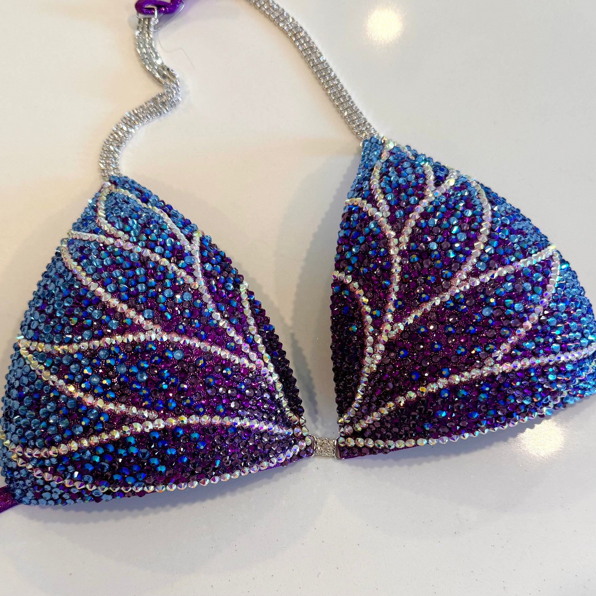 Purple to blue ombré Figure suit.  Competition Figure suit.  Denver, Colorado