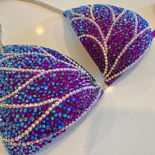 Purple to blue ombré Figure suit.  Competition Figure suit.  Denver, Colorado