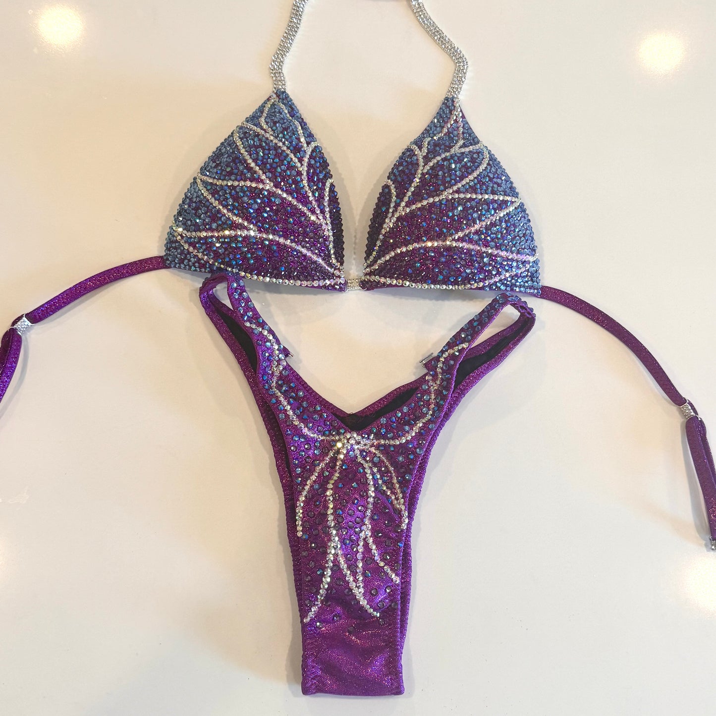 Purple to blue ombré Figure suit.  Competition Figure suit.  Denver, Colorado