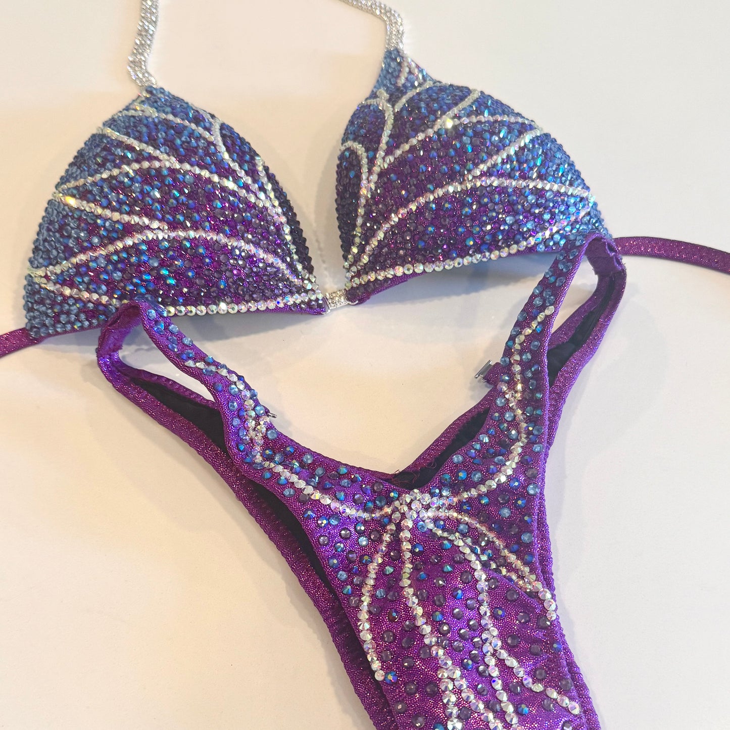 Purple to blue ombré Figure suit.  Competition Figure suit.  Denver, Colorado