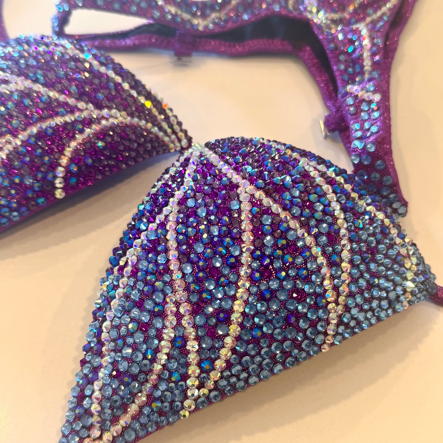 Purple to blue ombré Figure suit.  Competition Figure suit.  Denver, Colorado