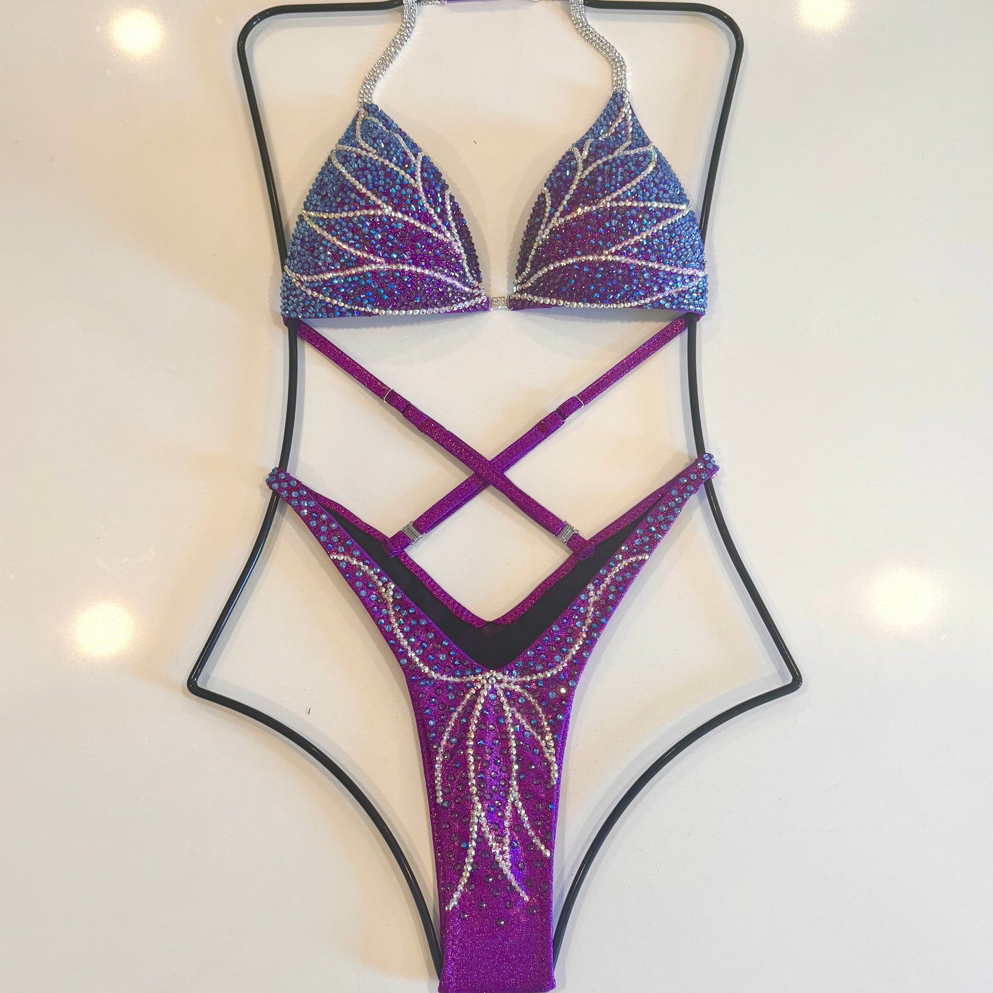 Purple to blue ombré Figure suit.  Competition Figure suit.  Denver, Colorado